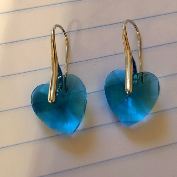 New Heart shape Blue earrings - Picture 1 of 7